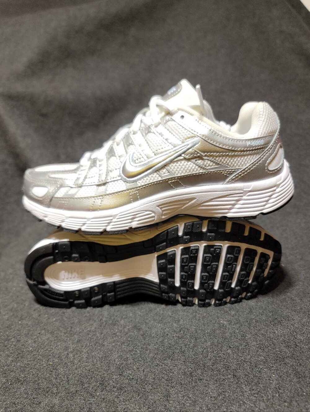 Nike P-6000  White and Metallic Silver 4.5Y